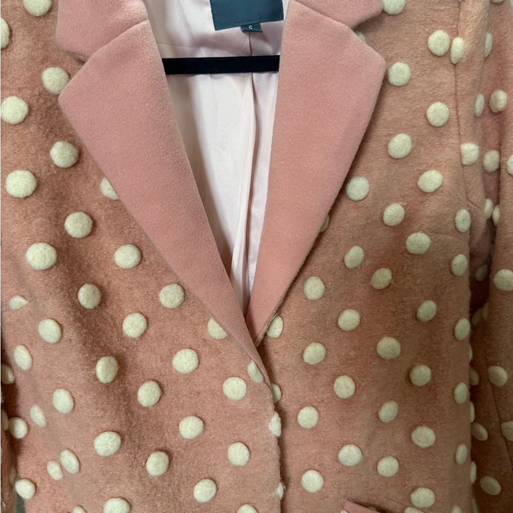 Modcloth Pink Polka Dot Women's Coat - Picture 3 of 14